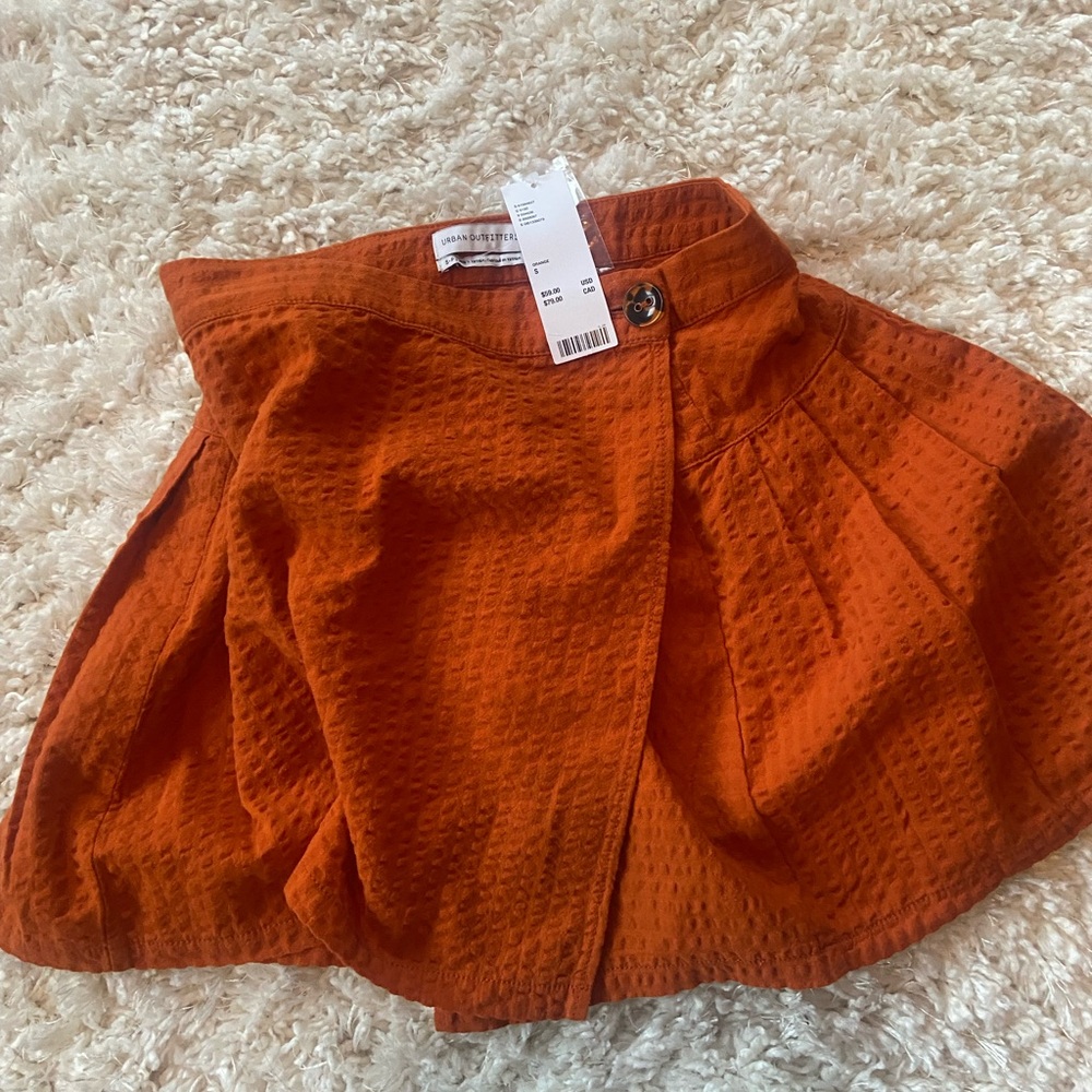 Uo Seersucker Wrap Mini Skirt In Orange